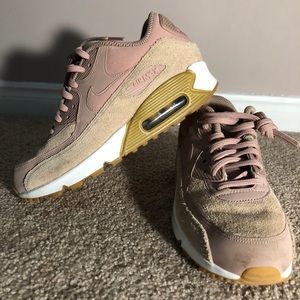 Pink and brown Nike air Max 90